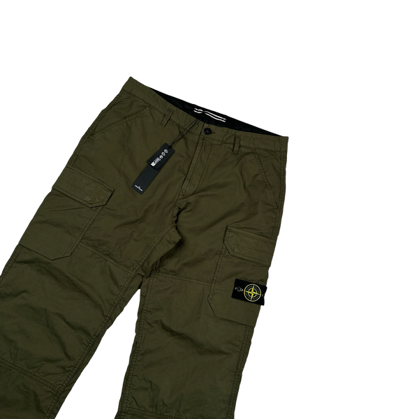 Stone Island 2023 Loose Fit Khaki Cargo Trousers - 34"