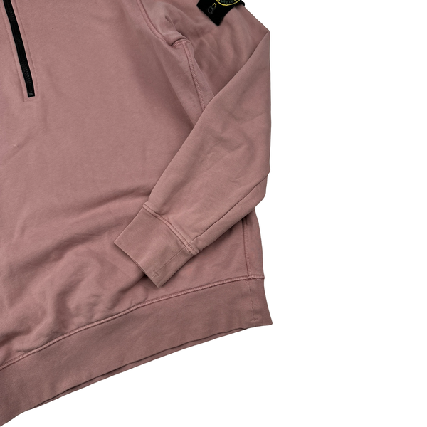 Stone Island Pink Quarter Zip Cotton Jumper - Large