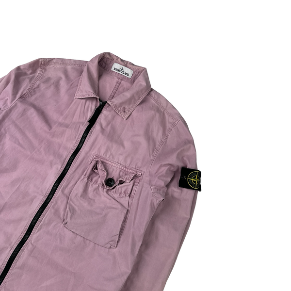 Stone Island 2020 Pink Zipped Cotton Overshirt - Small