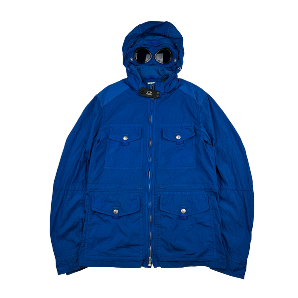 CP Company Blue Chrome Shimmer Goggle Multi Pocket Jacket - Medium