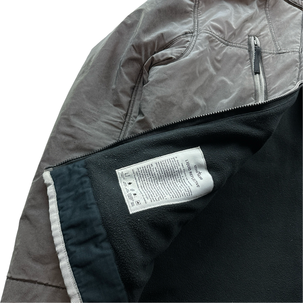 Stone Island Fleece Lined Silver Liquid Reflective Jacket - XXL