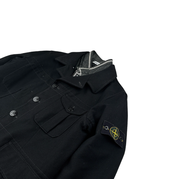 Stone Island 2008 Black Wool Lined Dutch Rope Duffle Jacket - XL
