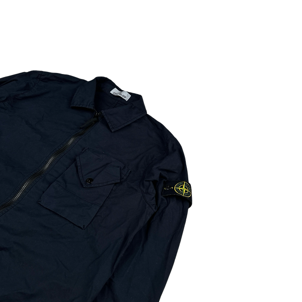 Stone Island 2023 Navy Cotton Zipped Overshirt - Medium