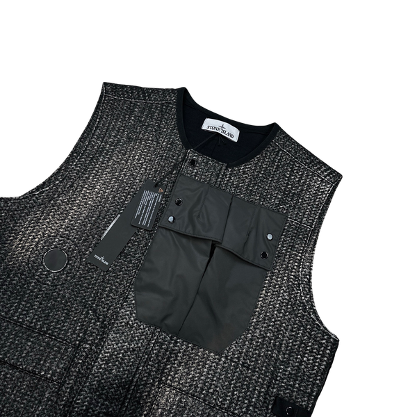 Stone Island 2022 Charcoal Needle Punched Reflective Gilet - Small