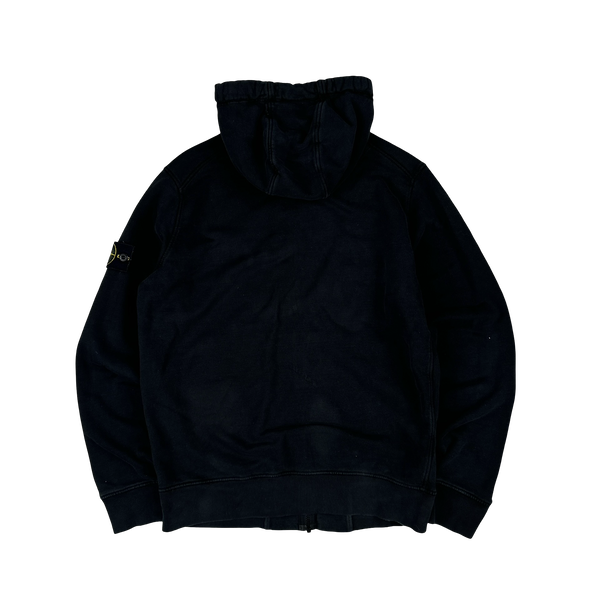 Stone Island 2021 Black Cotton Zipped Hoodie - Medium