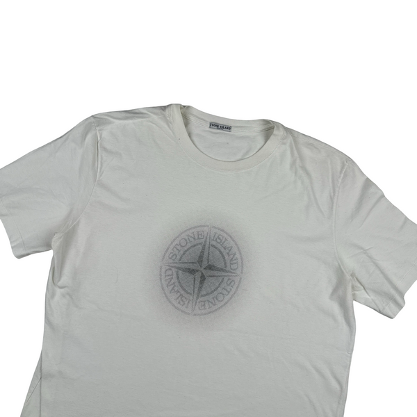 Stone Island 2007 White Cotton Glow Compass T Shirt - XXL