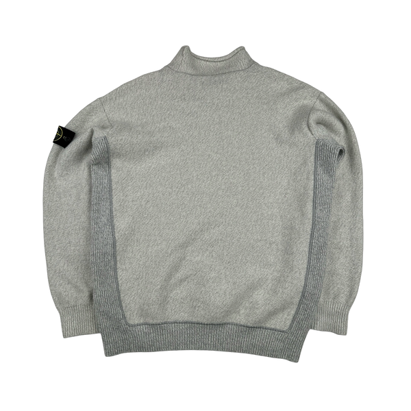 Stone Island 2022 Grey Mock Neck Knit Jumper - Large