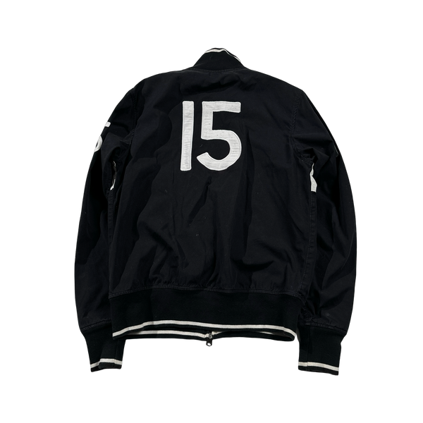 Ralph Lauren Black ITALIA Embroidered Big Logo Spellout Zipped Jacket - Small