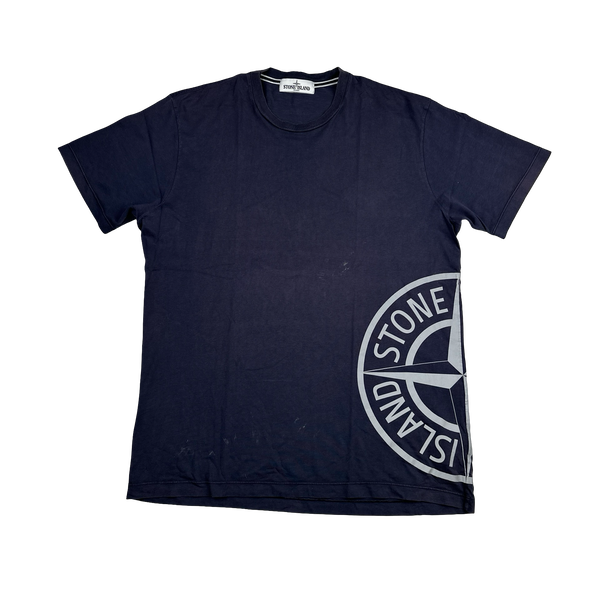 Stone Island 2013 Navy Reflective Compass Cotton T Shirt - XL