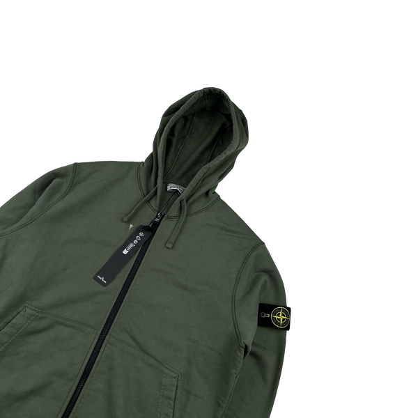 Stone Island 2024 Green Zipped Hoodie - Large
