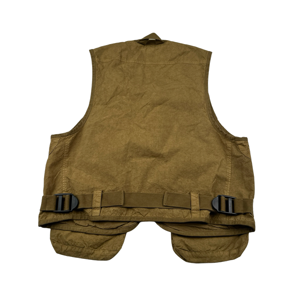 CP Company Brown Ba-Tic Waxed Cotton Utility Vest - Small