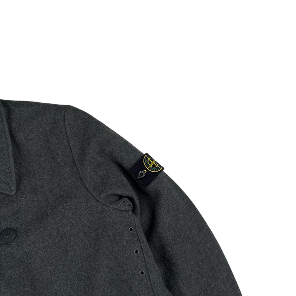 Stone Island 1999 Grey Vintage Wool Double Breasted Duffle Jacket - Medium