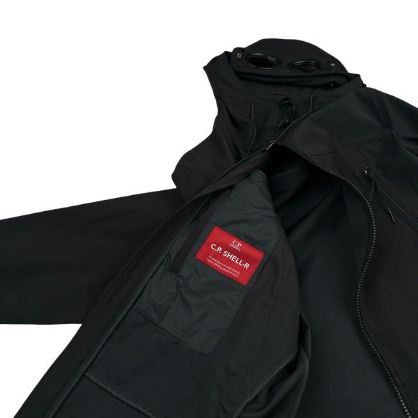 CP Company Black Soft Shell Goggle Jacket - Medium