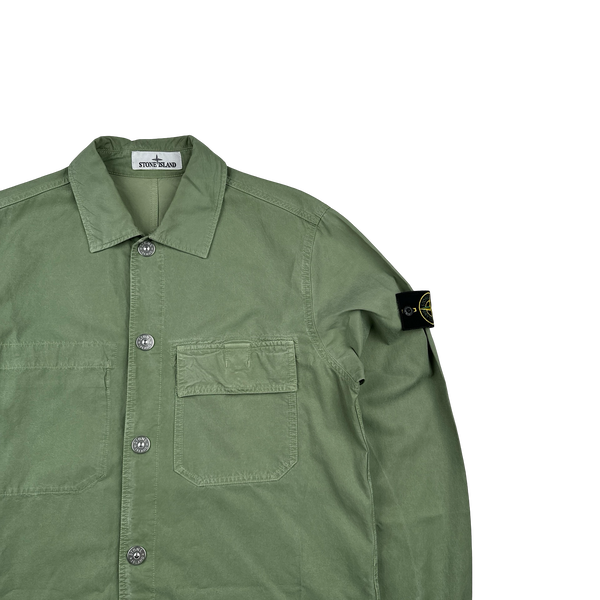Stone Island 2023 Green Cupro Cotton Twill Overshirt - Medium