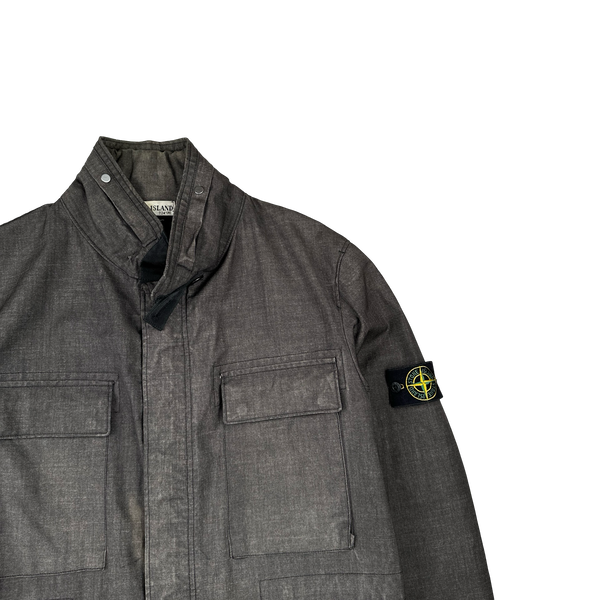 Stone Island Charcoal Lino Flax Mulitpocket Field Jacket - Medium