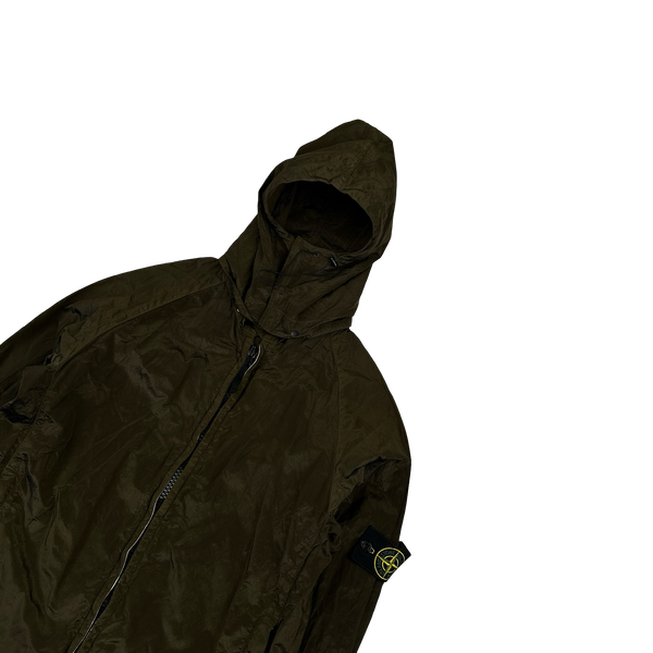 Stone Island 2007 Nylon Metal Khaki Hooded Shimmer Jacket - Medium