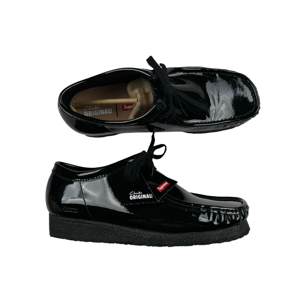 Supreme X Clarks Patent Black Wallabees - UK 7.5