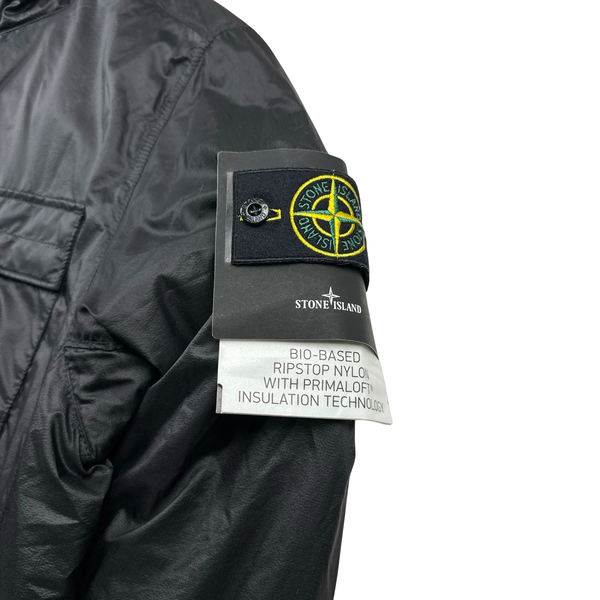 Stone Island 2022 Bio Based Ripstop Nylon Primaloft Black Hooded Jacket - Medium