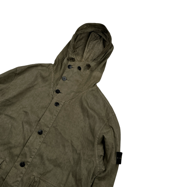 Stone Island 2002 Brown Lino Flax Blend Zipped Jacket - Large