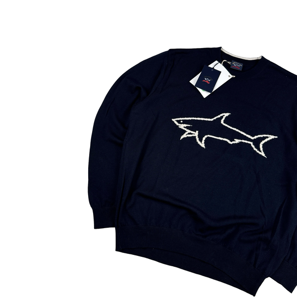 Paul & Shark Navy Wool Logo Crewneck - Large