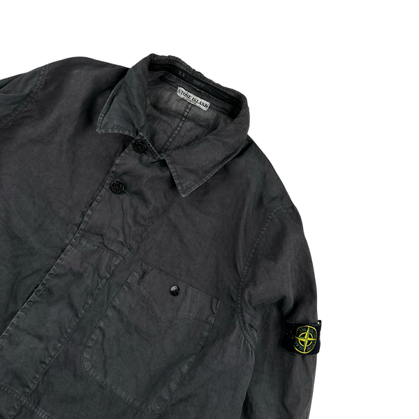 Stone Island 2005 Vintage Grey Lino Flax Overshirt Jacket - XXL