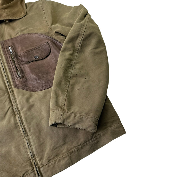 CP Company 2005 Brown Leather Detailed Goggle Jacket - Large