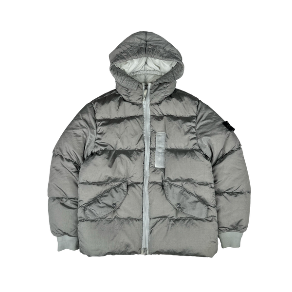 Stone Island 2022 Grey Nylon Metal Econyl Down Puffer Jacket - Medium