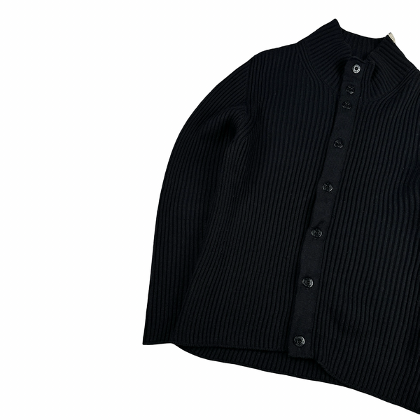 Stone Island 2005 Black Wool Buttoned Ribbed Jumper - XL