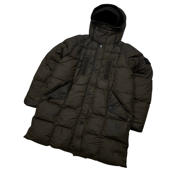 Stone Island Brown 2019 Garment Dyed Crinkle Reps Parka Jacket - Small
