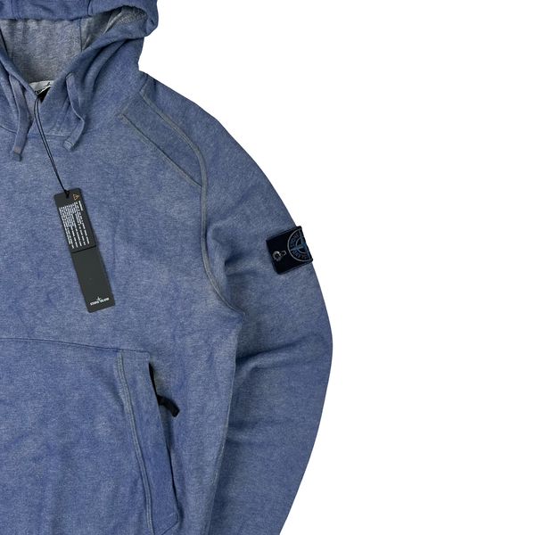 Stone Island 2021 Blue Dust Treatment Pullover Hoodie - Small