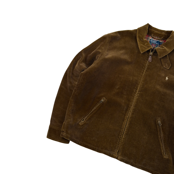 Ralph Lauren Brown Corduroy Cotton Lined Zipped Jacket - XL