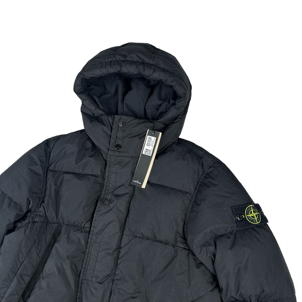 Stone Island 2023 Black Garment Dyed Crinkle Reps Down Puffer - Small