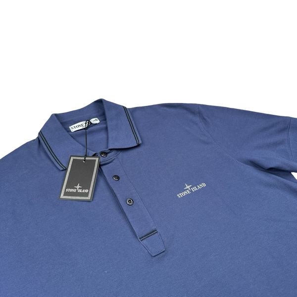 Stone Island 2009 Blue Cotton Spellout Polo Shirt - XXL