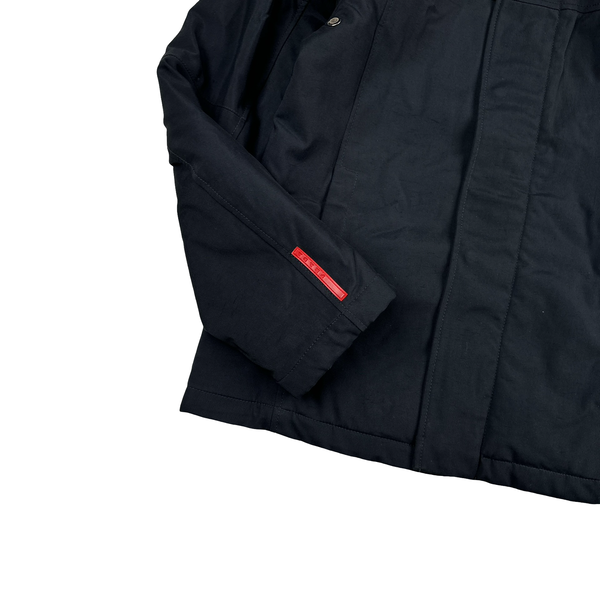 Prada Black Nylon Red Tab Thick Padded Jacket - Large