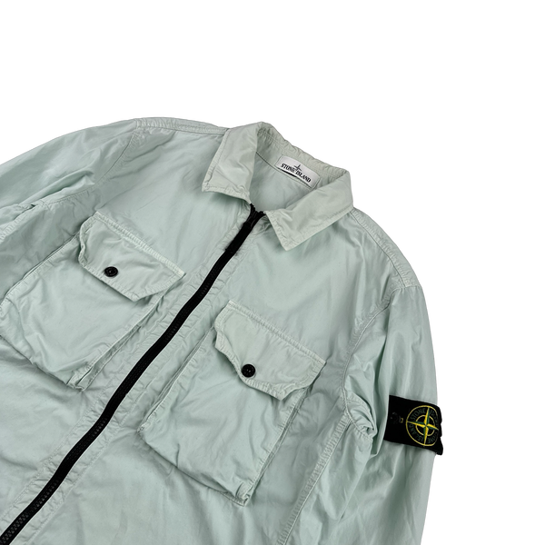 Stone Island 2021 Ice Blue Aqua Cotton Overshirt - Large