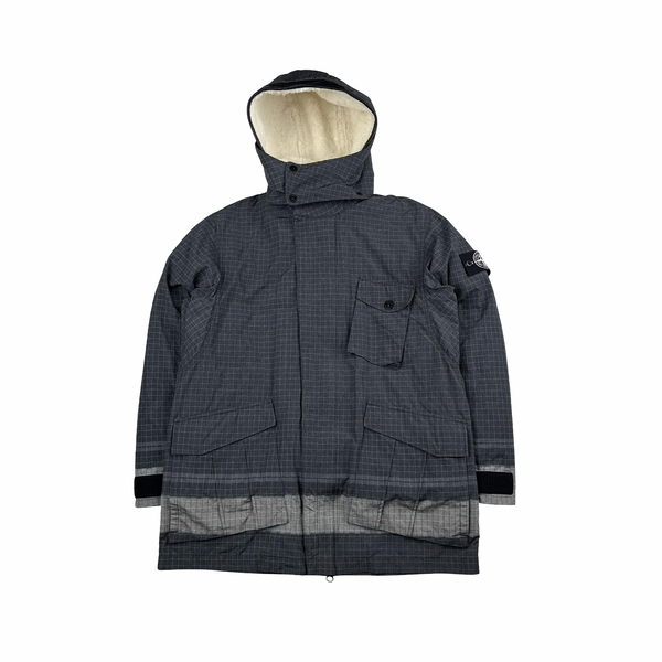 Stone Island Reflective Ripstop Chine Parka Jacket - Large