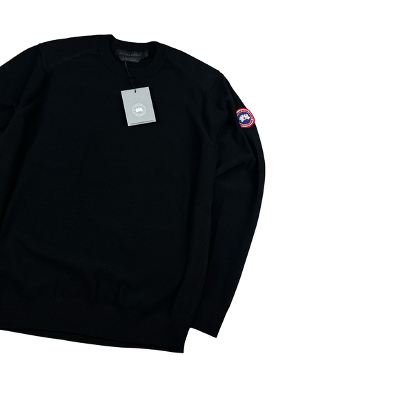 Canada Goose Black Knit Logo Crewneck Jumper - Small