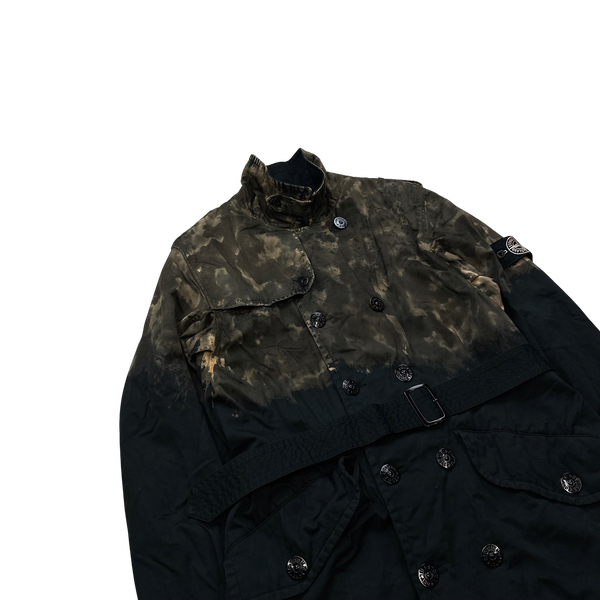 Stone Island 2008 Raso Gommato Hand Painted Camo Trench Jacket - Large