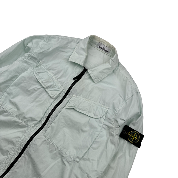 Stone Island 2022 Ice Blue Cotton Zipped Overshirt - Large