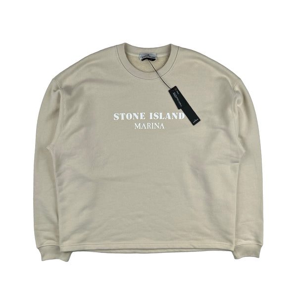 Stone Island Marina 2023 Beige Spellout Crewneck Jumper - XL