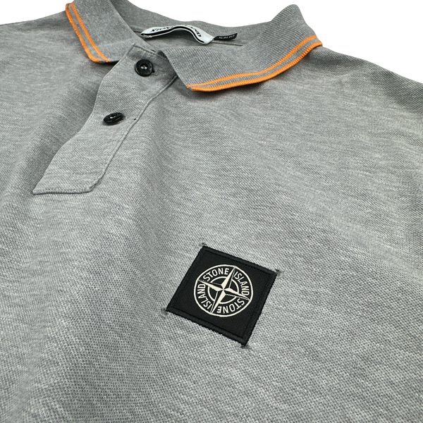 Stone Island 2018 Grey Orange Piped Polo Shirt - XL