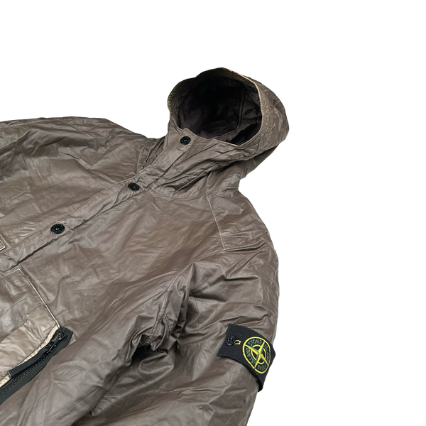 Stone Island 2011 Brown Mussola Gommata Hooded Jacket - 3XL