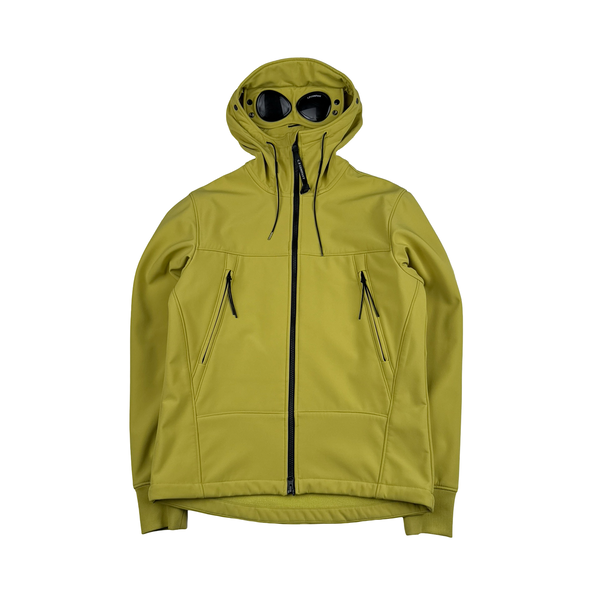 CP Company Olive Soft Shell R Goggle Hooded Zipped Jacket - Small