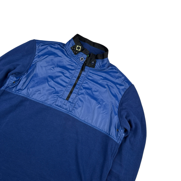Ma Strum Blue Neck Tag Panelled Jumper - Large