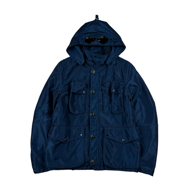 CP Company Blue Nysack Shimmer Multipocket Goggle Jacket - Small