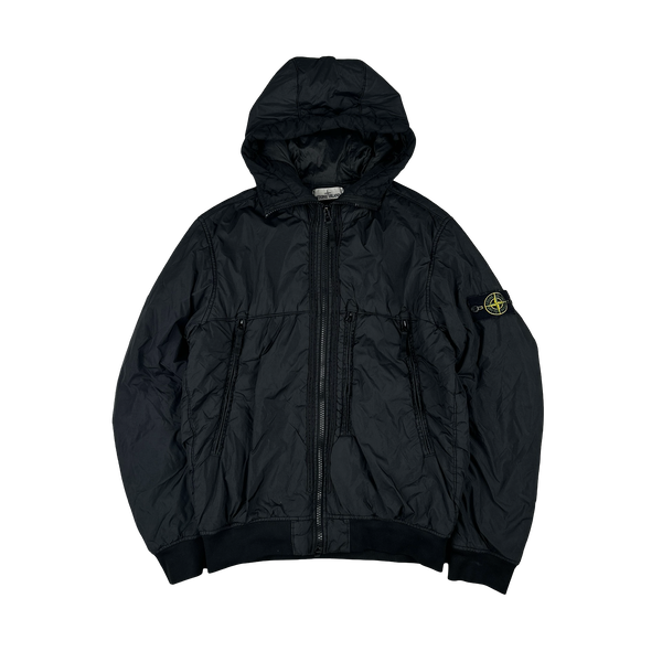 Stone Island 2019 Black Crinkle Reps NY Jacket - Large