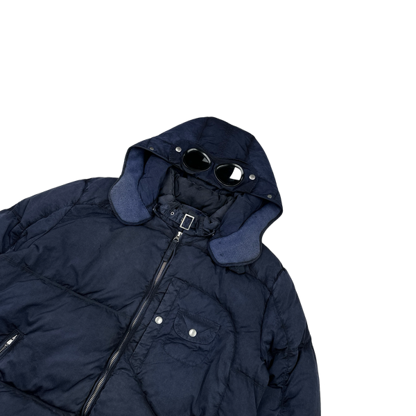 CP Company Blue Down Filled Frosted Nylon Puffer Jacket - Large