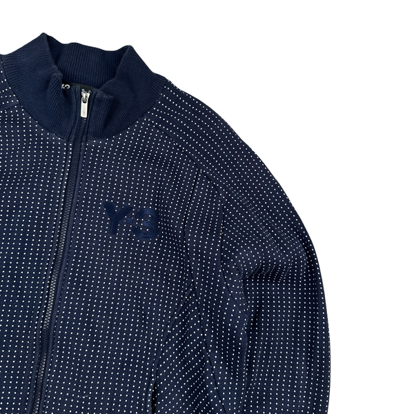 Y-3 Navy Polka Dot Pattern Zip up Cotton Jumper - Large