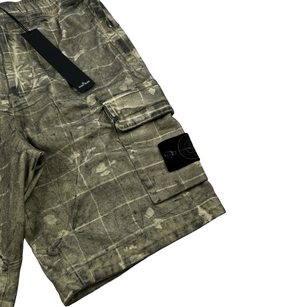 Stone Island 2020 Dust Treatment Laser Patch Camo Cargo Shorts - 28"