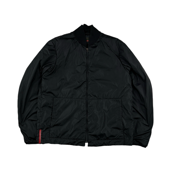 Prada Black Nylon Padded Bomber Jacket - XXL